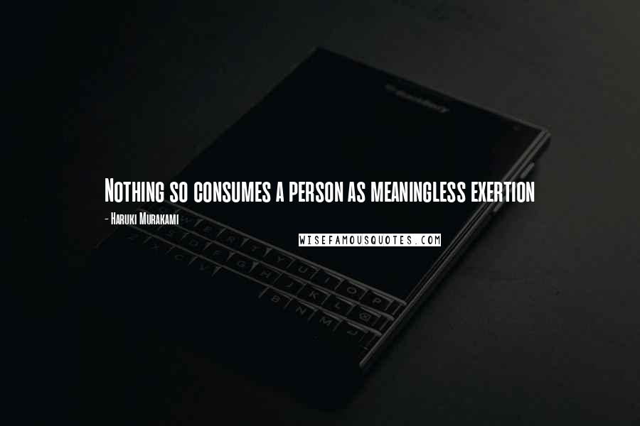 Haruki Murakami Quotes: Nothing so consumes a person as meaningless exertion