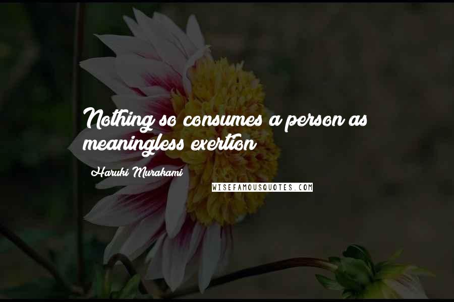 Haruki Murakami Quotes: Nothing so consumes a person as meaningless exertion