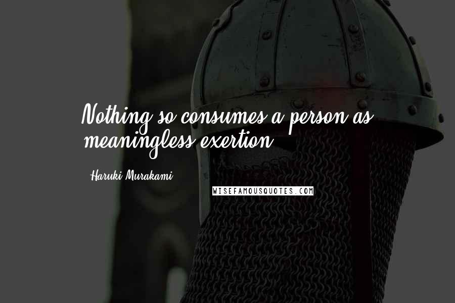 Haruki Murakami Quotes: Nothing so consumes a person as meaningless exertion