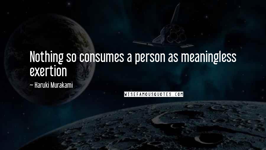 Haruki Murakami Quotes: Nothing so consumes a person as meaningless exertion