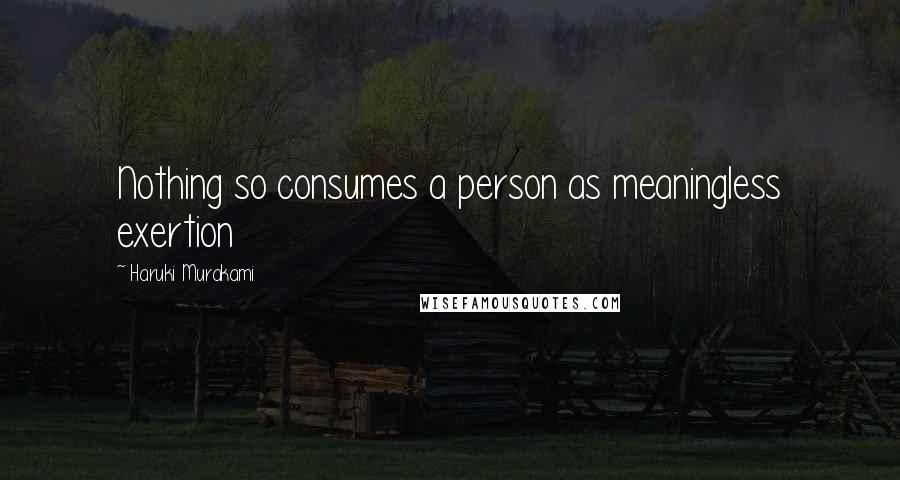 Haruki Murakami Quotes: Nothing so consumes a person as meaningless exertion