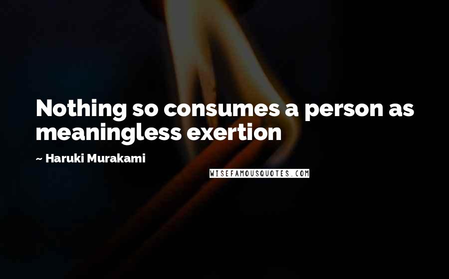 Haruki Murakami Quotes: Nothing so consumes a person as meaningless exertion