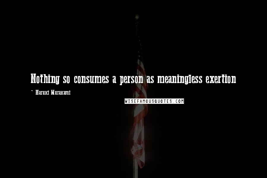 Haruki Murakami Quotes: Nothing so consumes a person as meaningless exertion