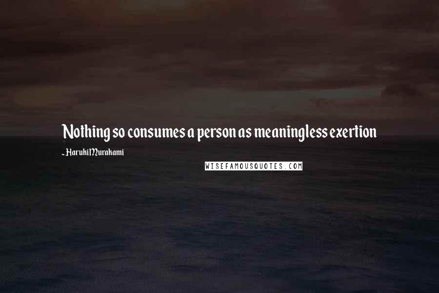 Haruki Murakami Quotes: Nothing so consumes a person as meaningless exertion