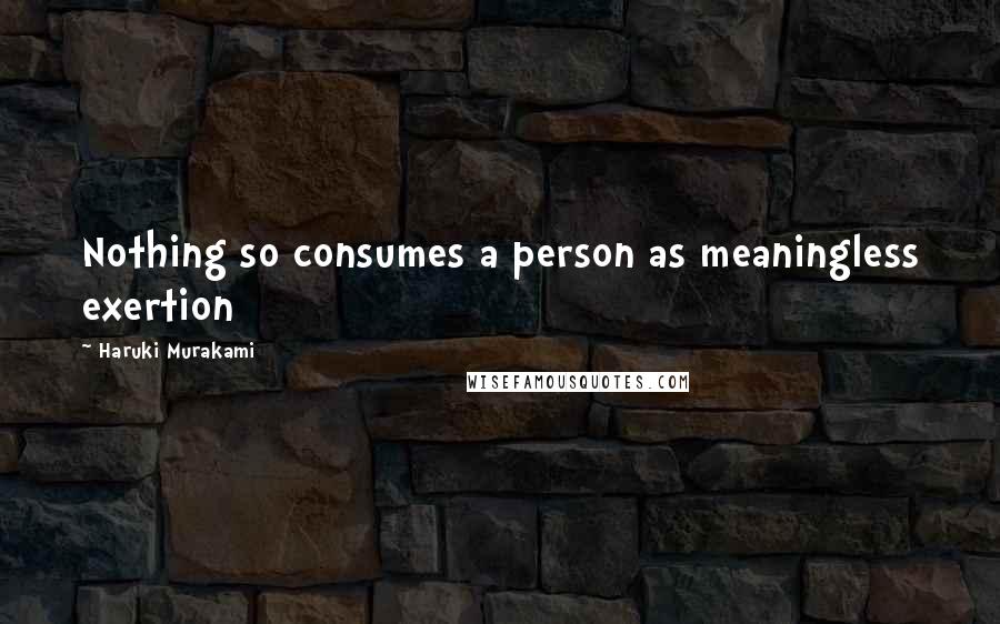 Haruki Murakami Quotes: Nothing so consumes a person as meaningless exertion