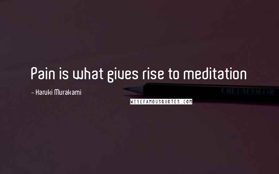 Haruki Murakami Quotes: Pain is what gives rise to meditation