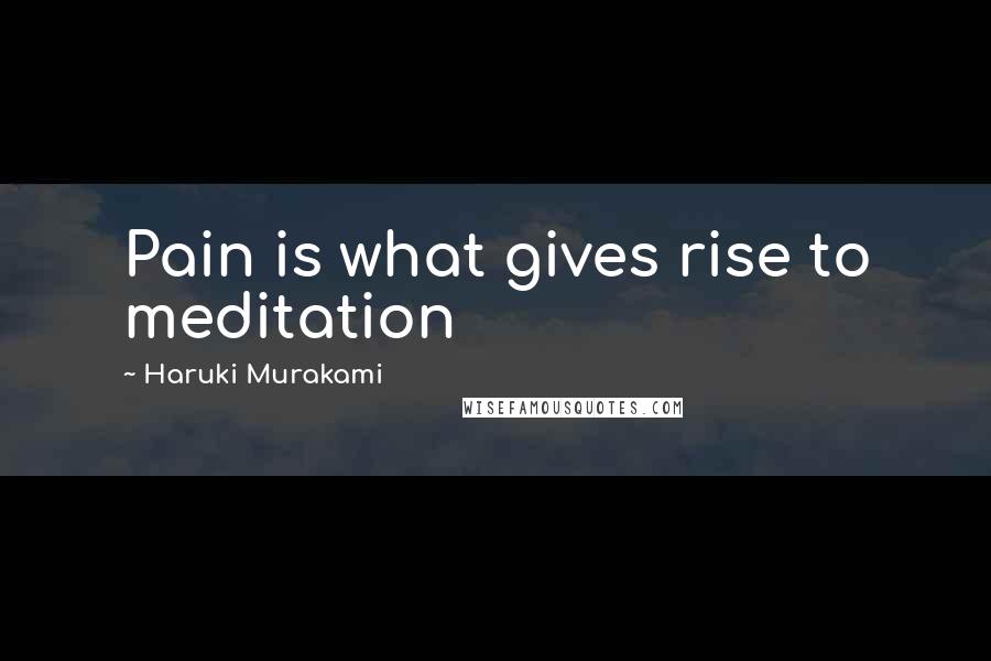 Haruki Murakami Quotes: Pain is what gives rise to meditation