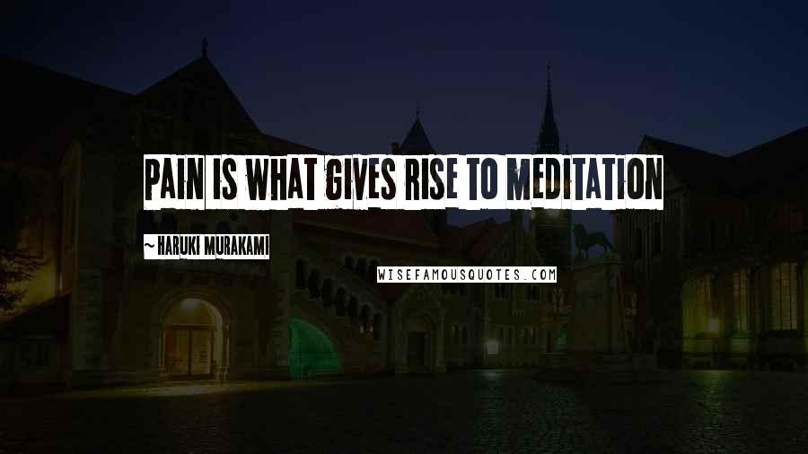 Haruki Murakami Quotes: Pain is what gives rise to meditation
