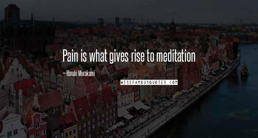 Haruki Murakami Quotes: Pain is what gives rise to meditation