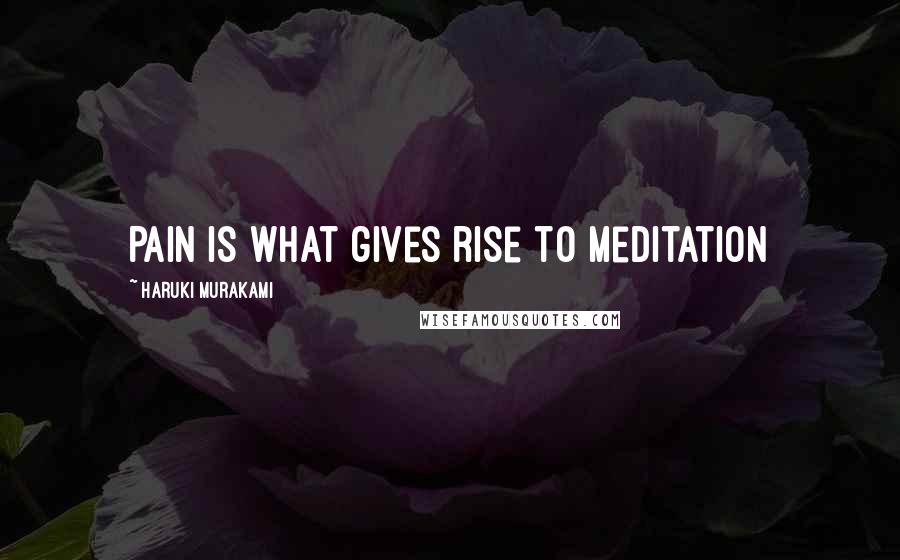 Haruki Murakami Quotes: Pain is what gives rise to meditation