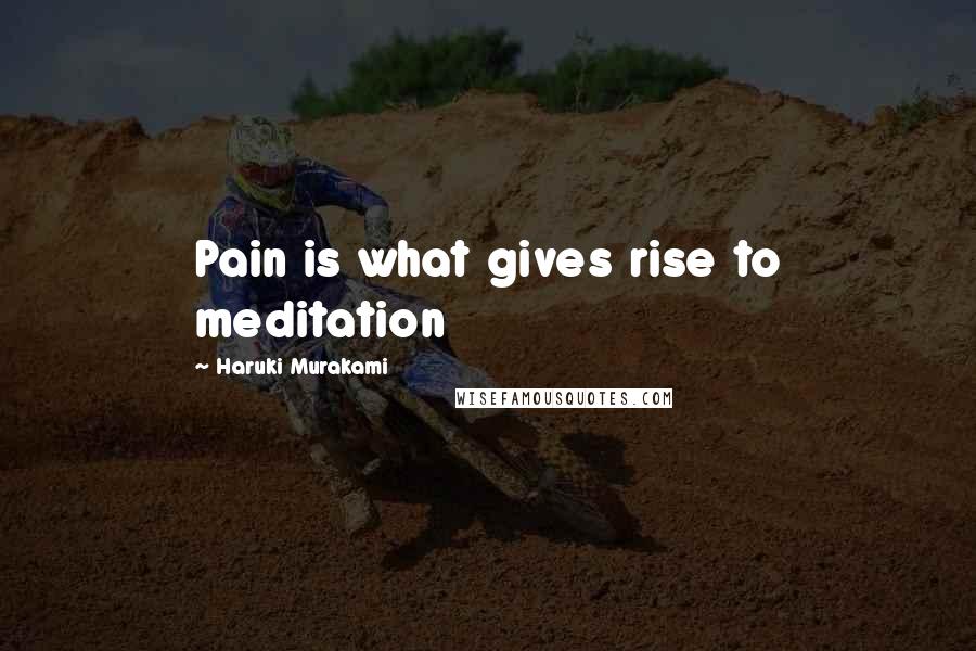 Haruki Murakami Quotes: Pain is what gives rise to meditation