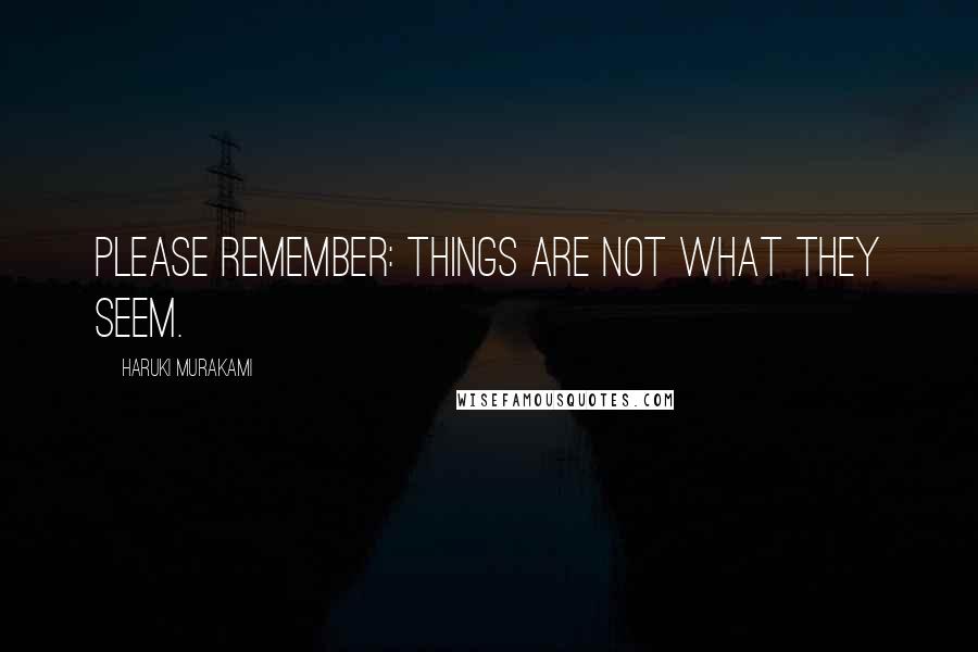 Haruki Murakami Quotes: Please remember: things are not what they seem.