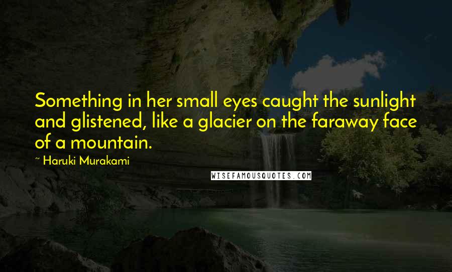 Haruki Murakami Quotes: Something in her small eyes caught the sunlight and glistened, like a glacier on the faraway face of a mountain.