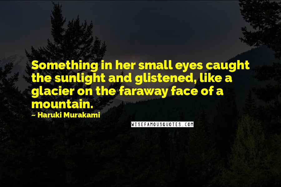 Haruki Murakami Quotes: Something in her small eyes caught the sunlight and glistened, like a glacier on the faraway face of a mountain.