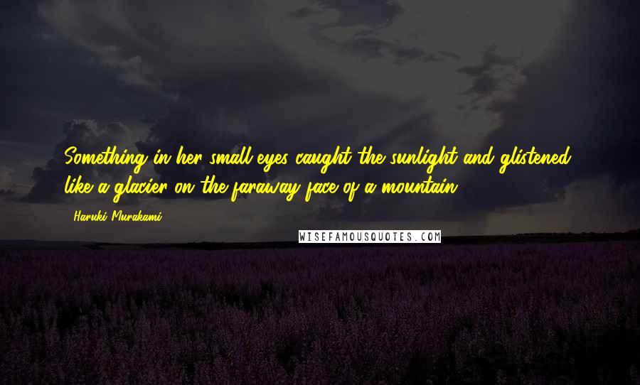 Haruki Murakami Quotes: Something in her small eyes caught the sunlight and glistened, like a glacier on the faraway face of a mountain.