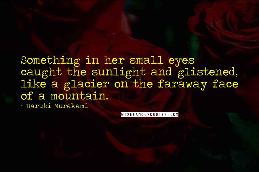 Haruki Murakami Quotes: Something in her small eyes caught the sunlight and glistened, like a glacier on the faraway face of a mountain.