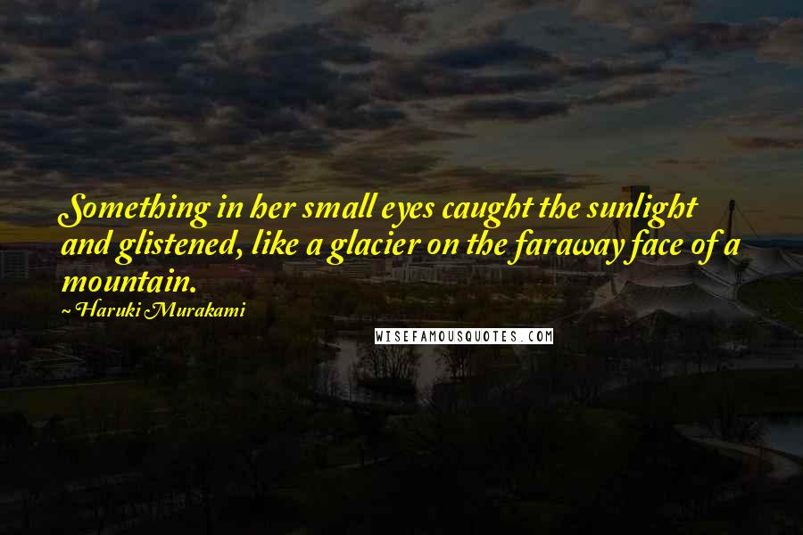 Haruki Murakami Quotes: Something in her small eyes caught the sunlight and glistened, like a glacier on the faraway face of a mountain.