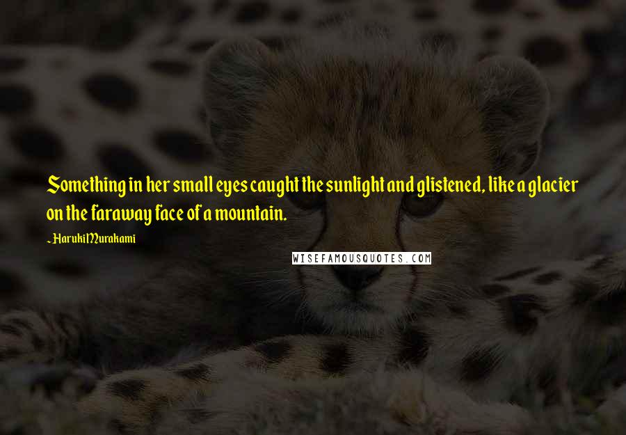 Haruki Murakami Quotes: Something in her small eyes caught the sunlight and glistened, like a glacier on the faraway face of a mountain.