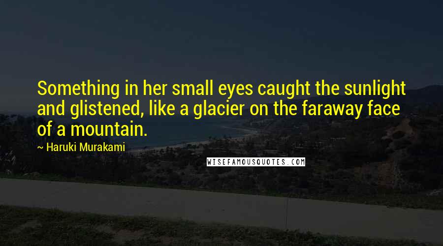 Haruki Murakami Quotes: Something in her small eyes caught the sunlight and glistened, like a glacier on the faraway face of a mountain.