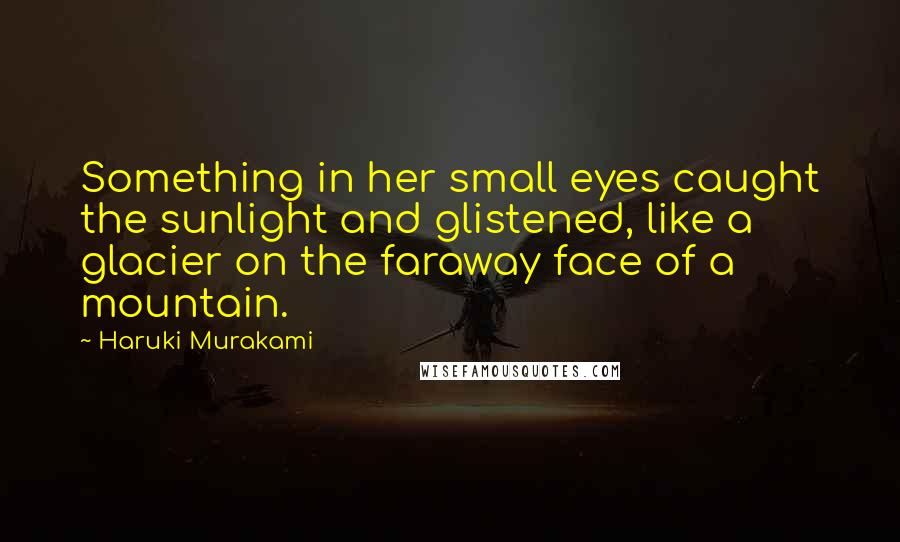 Haruki Murakami Quotes: Something in her small eyes caught the sunlight and glistened, like a glacier on the faraway face of a mountain.