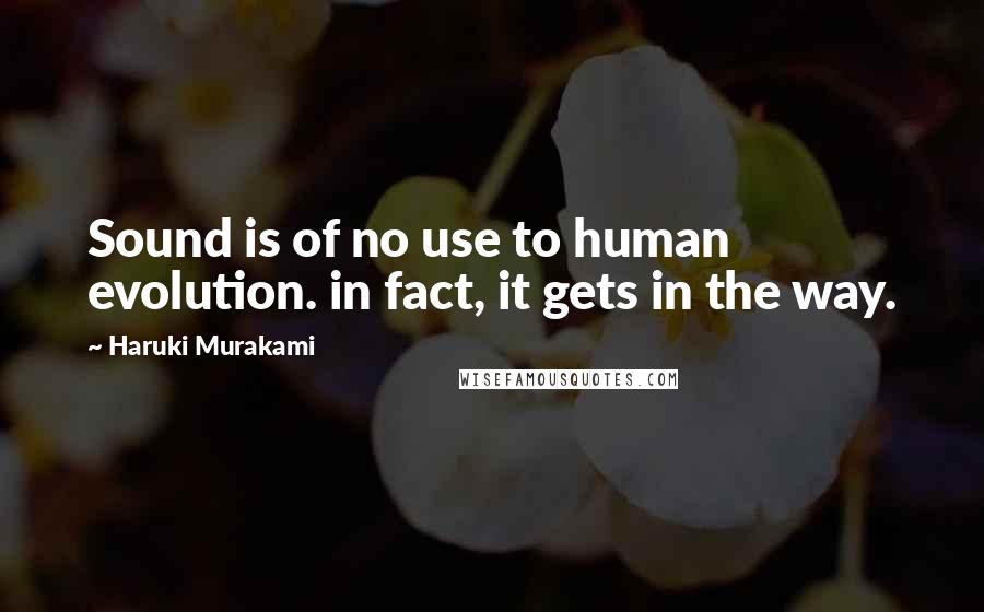 Haruki Murakami Quotes: Sound is of no use to human evolution. in fact, it gets in the way.