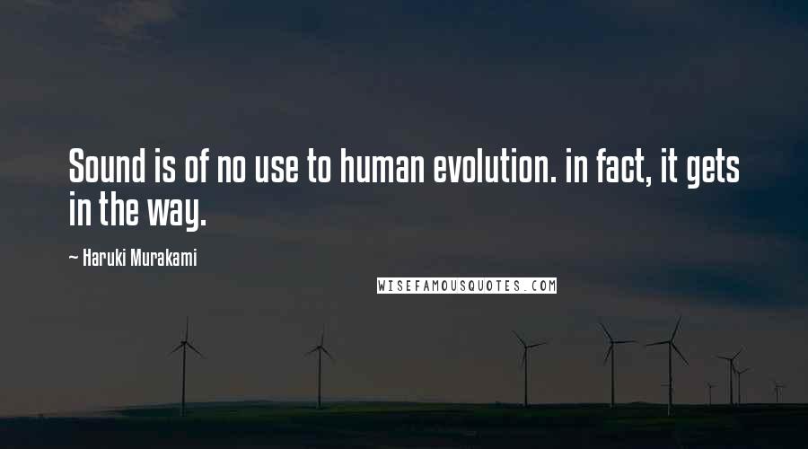 Haruki Murakami Quotes: Sound is of no use to human evolution. in fact, it gets in the way.