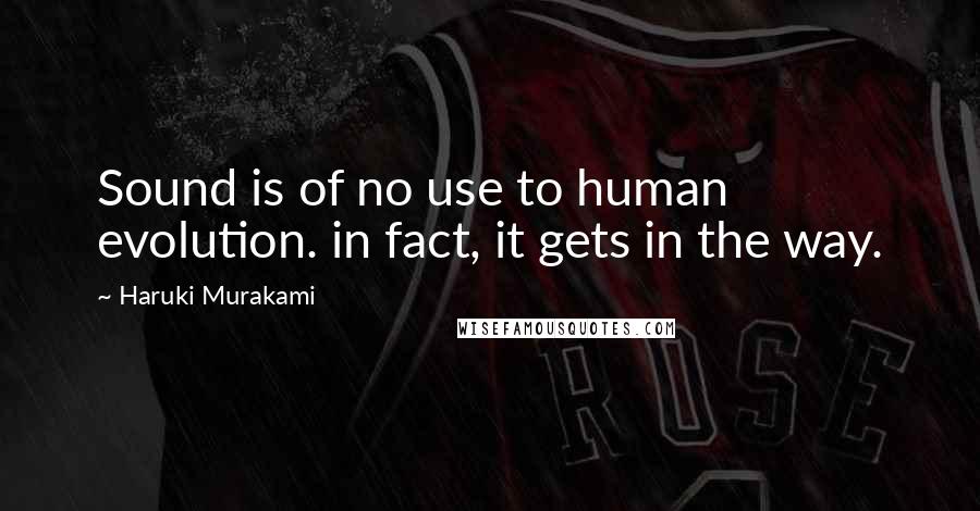 Haruki Murakami Quotes: Sound is of no use to human evolution. in fact, it gets in the way.