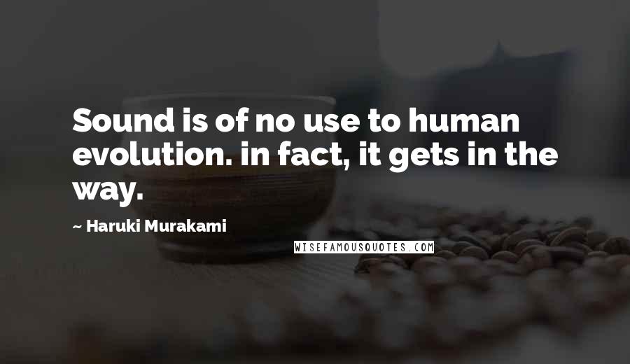 Haruki Murakami Quotes: Sound is of no use to human evolution. in fact, it gets in the way.