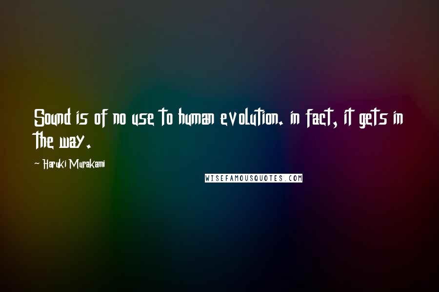 Haruki Murakami Quotes: Sound is of no use to human evolution. in fact, it gets in the way.