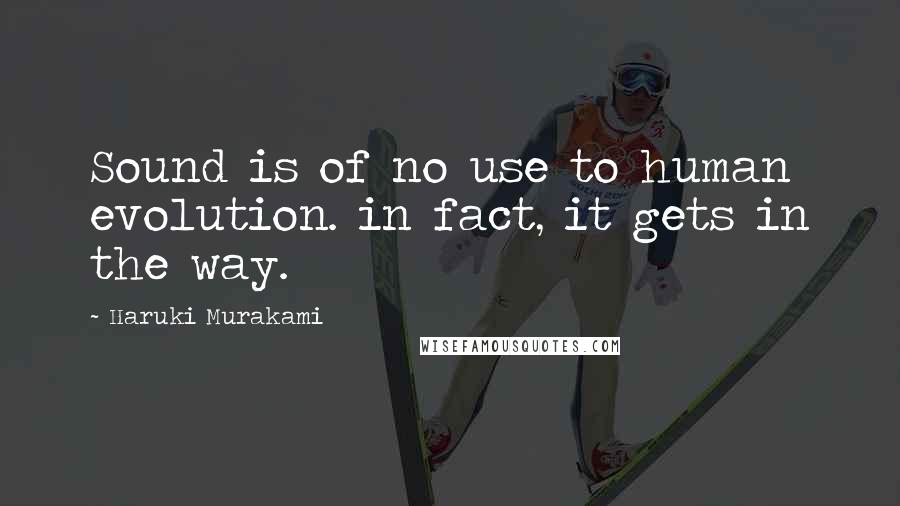 Haruki Murakami Quotes: Sound is of no use to human evolution. in fact, it gets in the way.