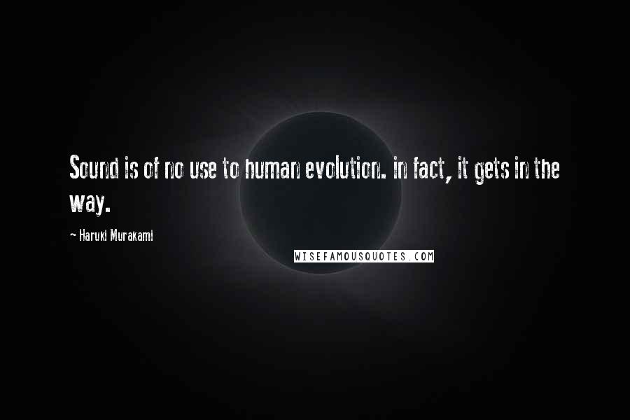Haruki Murakami Quotes: Sound is of no use to human evolution. in fact, it gets in the way.
