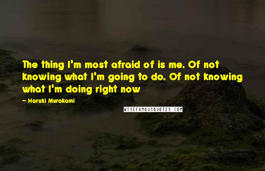 Haruki Murakami Quotes: The thing I'm most afraid of is me. Of not knowing what I'm going to do. Of not knowing what I'm doing right now