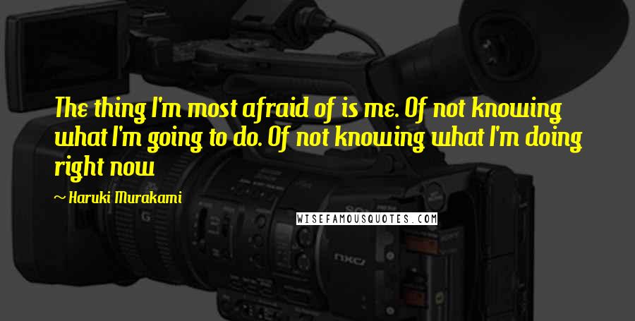 Haruki Murakami Quotes: The thing I'm most afraid of is me. Of not knowing what I'm going to do. Of not knowing what I'm doing right now