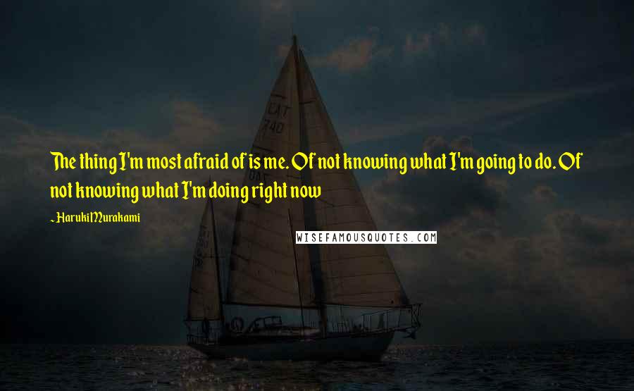 Haruki Murakami Quotes: The thing I'm most afraid of is me. Of not knowing what I'm going to do. Of not knowing what I'm doing right now