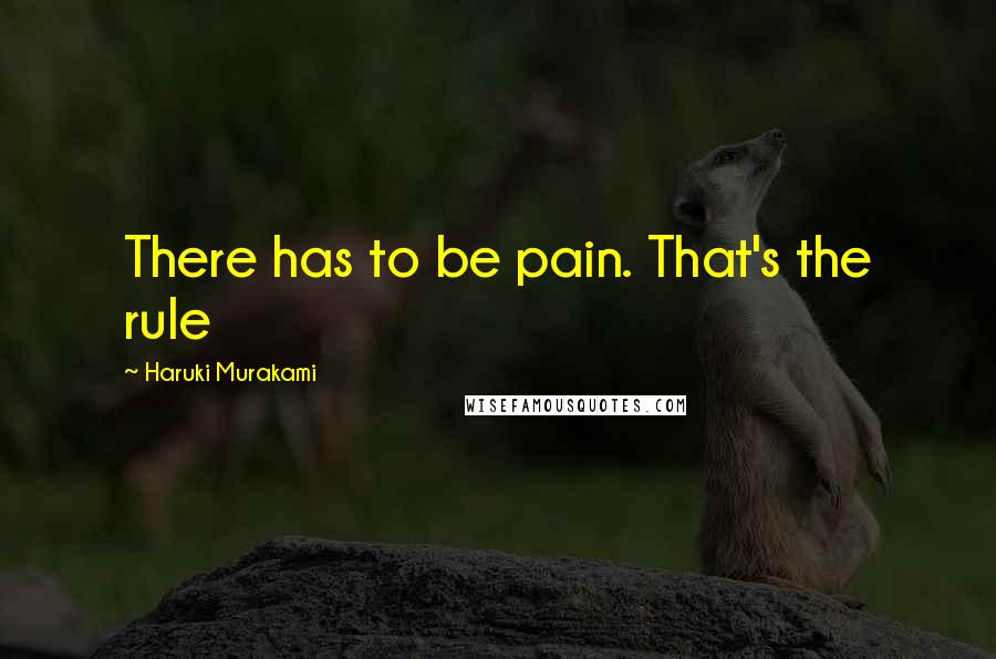 Haruki Murakami Quotes: There has to be pain. That's the rule