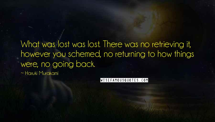 Haruki Murakami Quotes: What was lost was lost. There was no retrieving it, however you schemed, no returning to how things were, no going back.