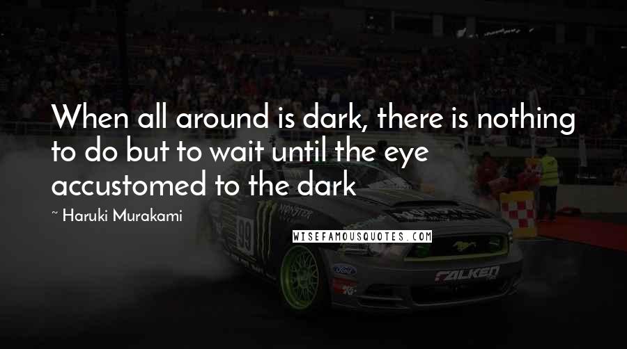 Haruki Murakami Quotes: When all around is dark, there is nothing to do but to wait until the eye accustomed to the dark