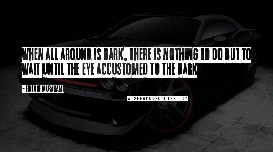 Haruki Murakami Quotes: When all around is dark, there is nothing to do but to wait until the eye accustomed to the dark