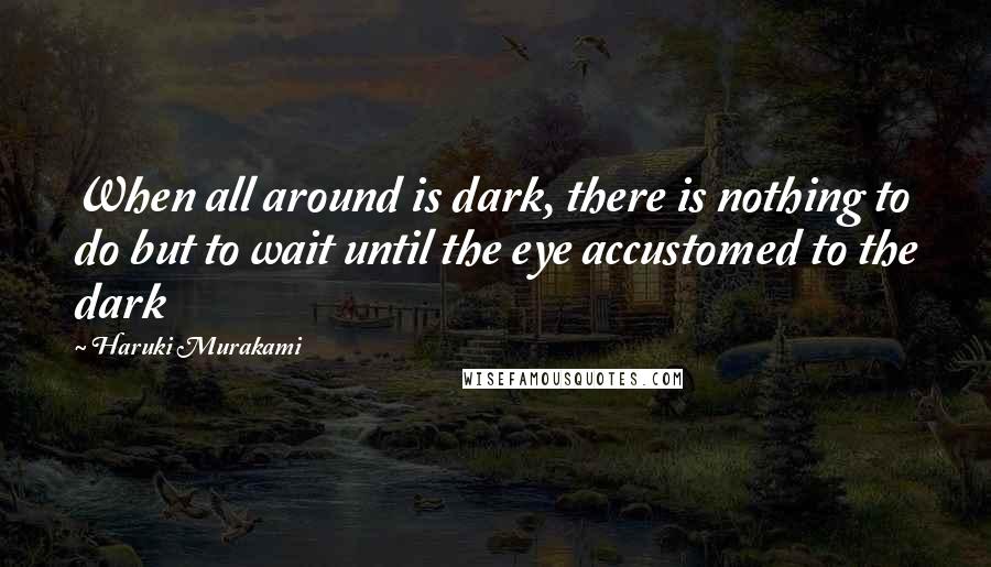 Haruki Murakami Quotes: When all around is dark, there is nothing to do but to wait until the eye accustomed to the dark