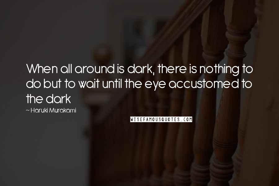 Haruki Murakami Quotes: When all around is dark, there is nothing to do but to wait until the eye accustomed to the dark