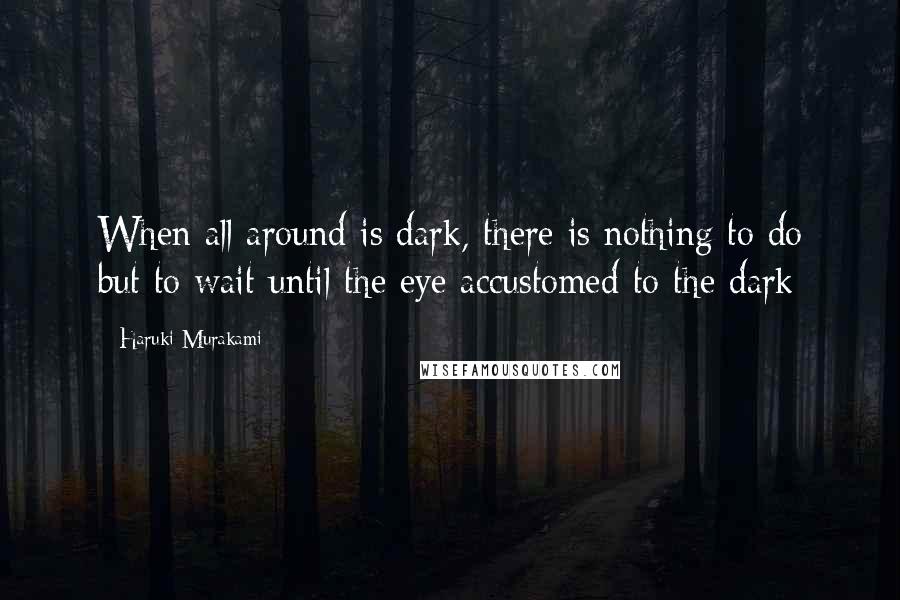 Haruki Murakami Quotes: When all around is dark, there is nothing to do but to wait until the eye accustomed to the dark