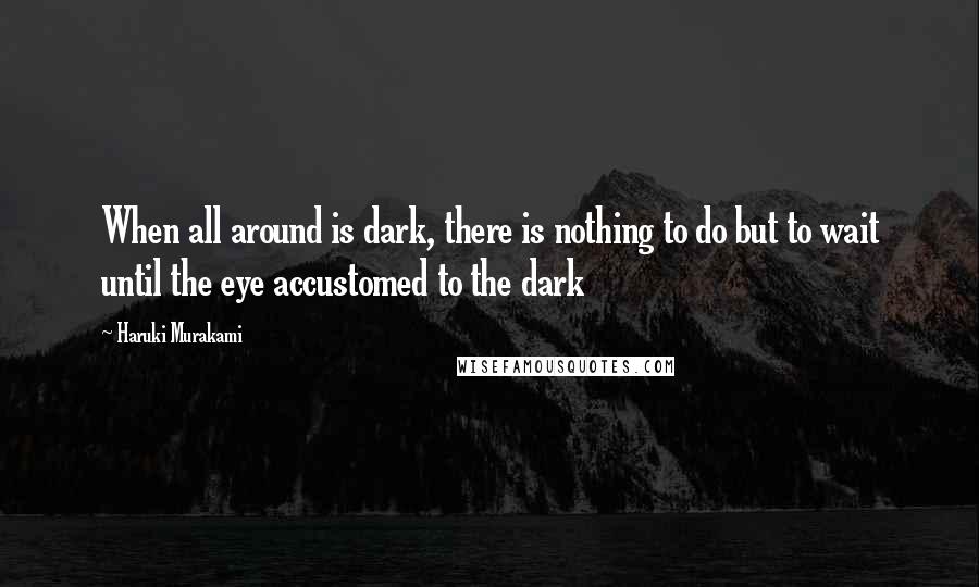 Haruki Murakami Quotes: When all around is dark, there is nothing to do but to wait until the eye accustomed to the dark