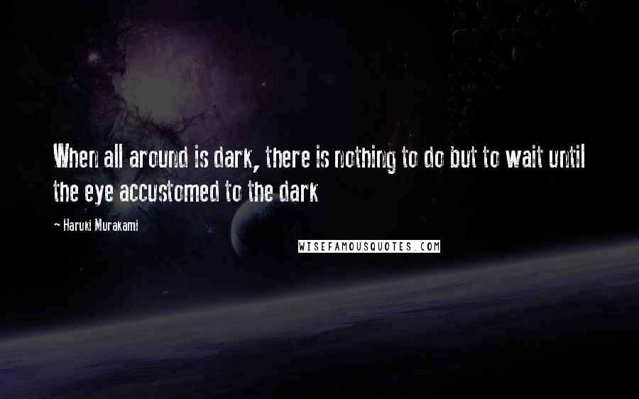 Haruki Murakami Quotes: When all around is dark, there is nothing to do but to wait until the eye accustomed to the dark