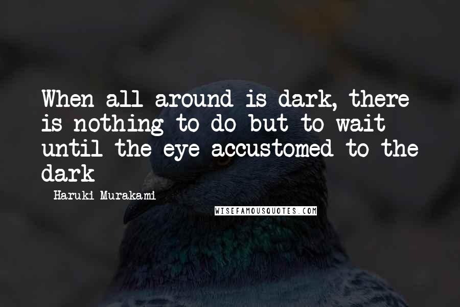 Haruki Murakami Quotes: When all around is dark, there is nothing to do but to wait until the eye accustomed to the dark