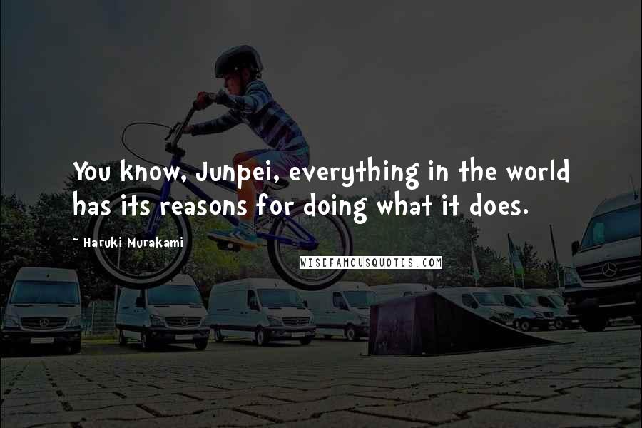 Haruki Murakami Quotes: You know, Junpei, everything in the world has its reasons for doing what it does.