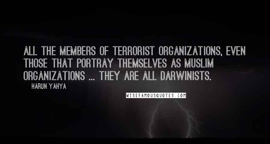 Harun Yahya Quotes: All the members of terrorist organizations, even those that portray themselves as Muslim organizations ... they are all Darwinists.