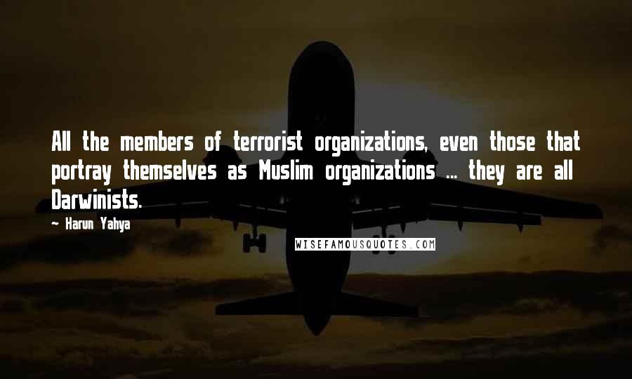 Harun Yahya Quotes: All the members of terrorist organizations, even those that portray themselves as Muslim organizations ... they are all Darwinists.