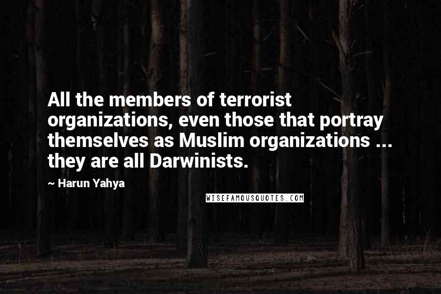 Harun Yahya Quotes: All the members of terrorist organizations, even those that portray themselves as Muslim organizations ... they are all Darwinists.