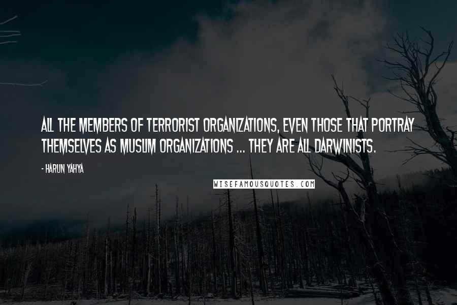 Harun Yahya Quotes: All the members of terrorist organizations, even those that portray themselves as Muslim organizations ... they are all Darwinists.