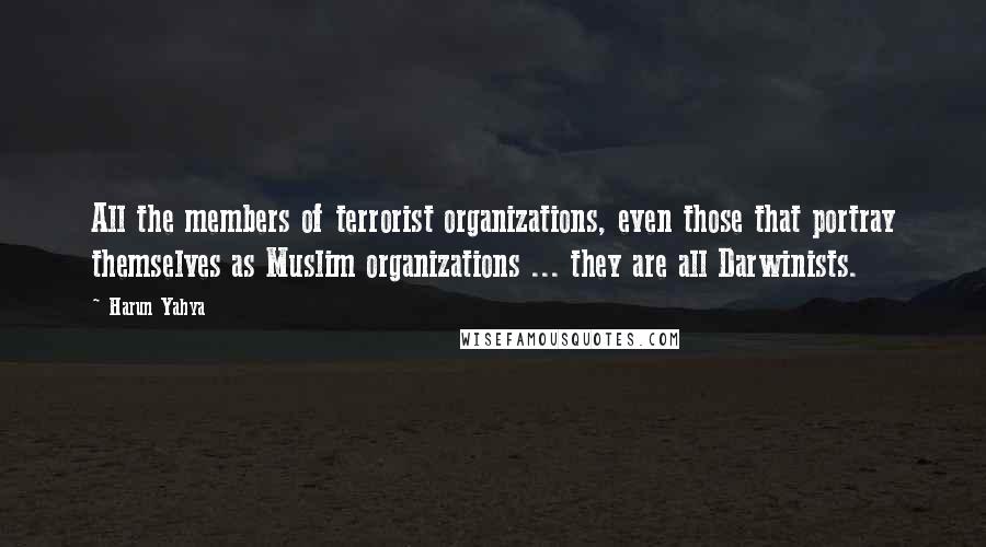 Harun Yahya Quotes: All the members of terrorist organizations, even those that portray themselves as Muslim organizations ... they are all Darwinists.